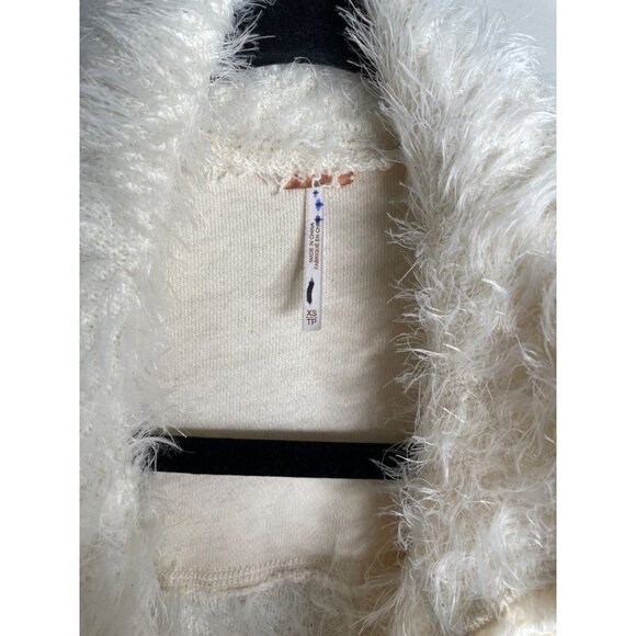 Free People David Cardigan Cardi Jacket Soft Faux Fur Longline Ivory XS NWT $398 - Picture 9 of 9